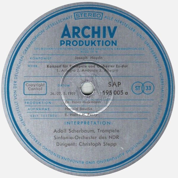 Archiv SAP 195 005, étiquette 1ère face