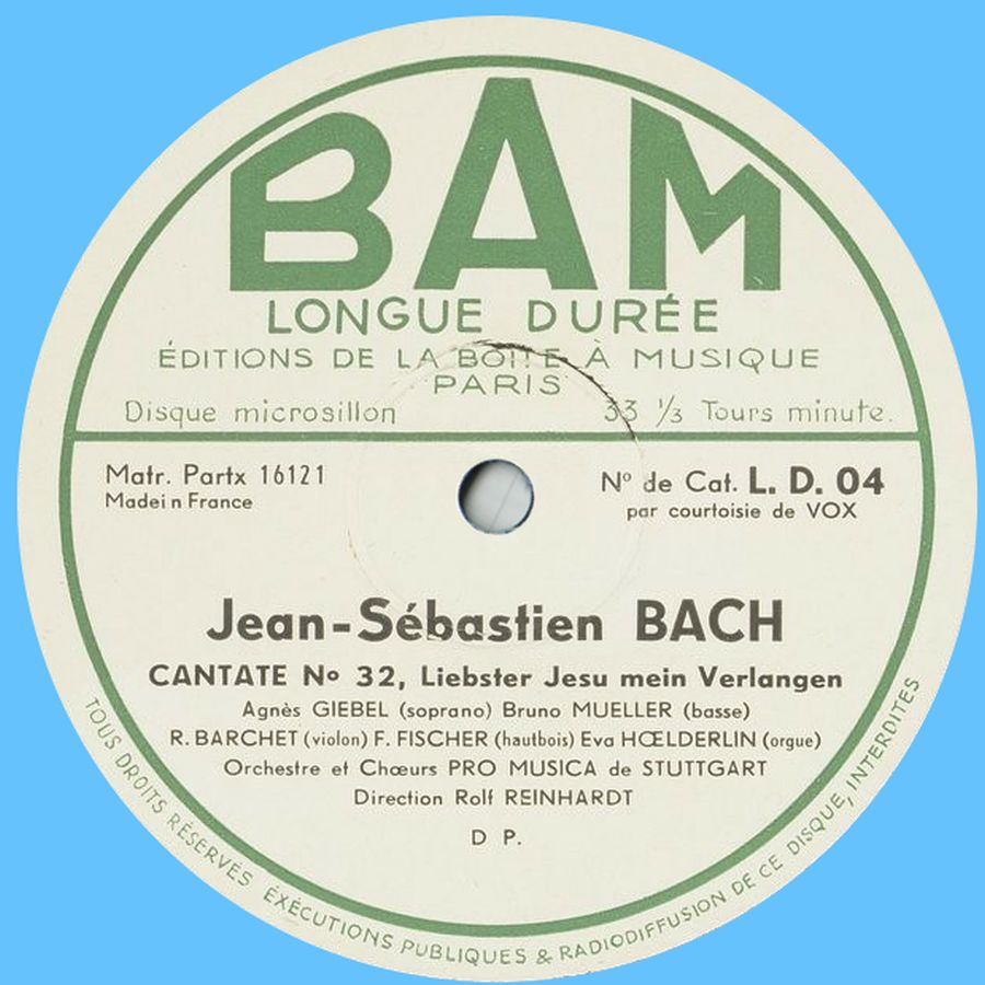 Disque BAM L.D. 04, étiquette recto