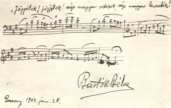 Thème de Kossuth de la main de Bartòk, Pozsony, 28 janvier 1904 (Archives Bartòk, Budapest)
