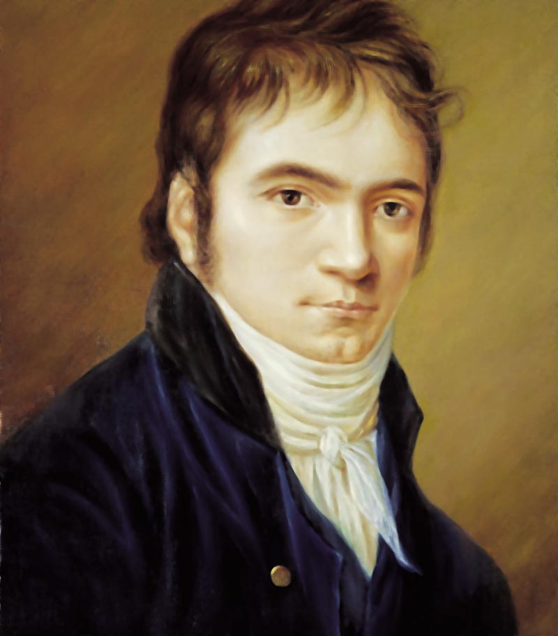 Ludwig van Beethoven, portrait réalisé en 1803 par Christian Hornemann, peinture sur ivoire, Beethovenhaus Bonn, Sammlung Bodmer, cliquer pour voir l'original