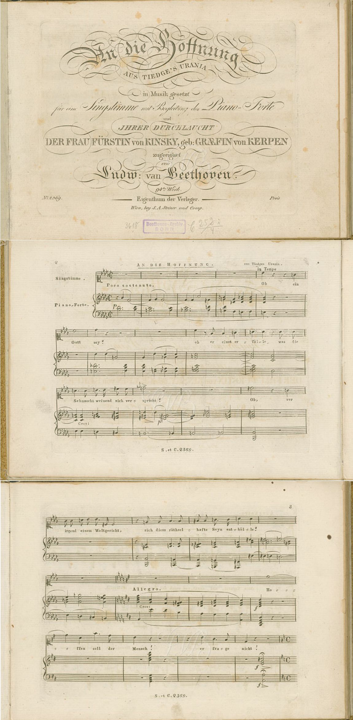 Beethoven, Op.94, 3 premières pages de la partition, cliquer pour une vue agrandie