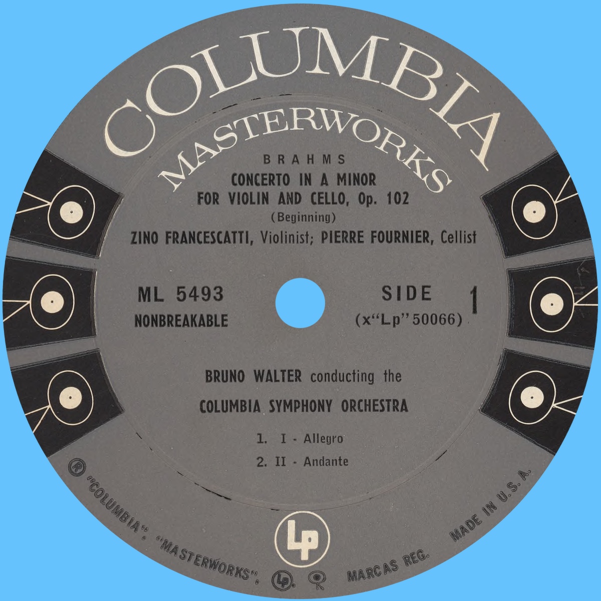 Étiquette recto du disque Columbia Masterworks ML 5493