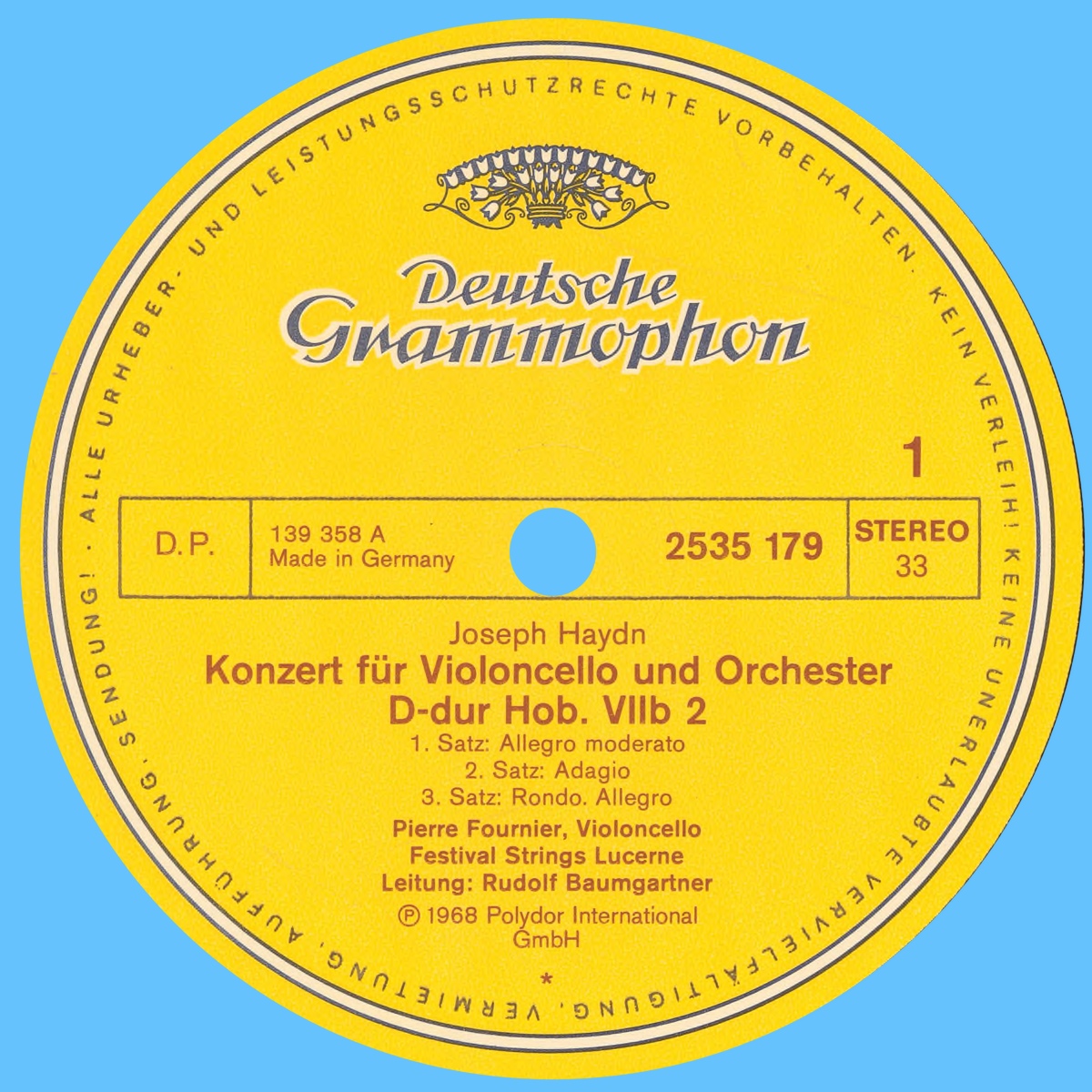 Étiquette recto du disque Deutsche Grammophon 2535 179