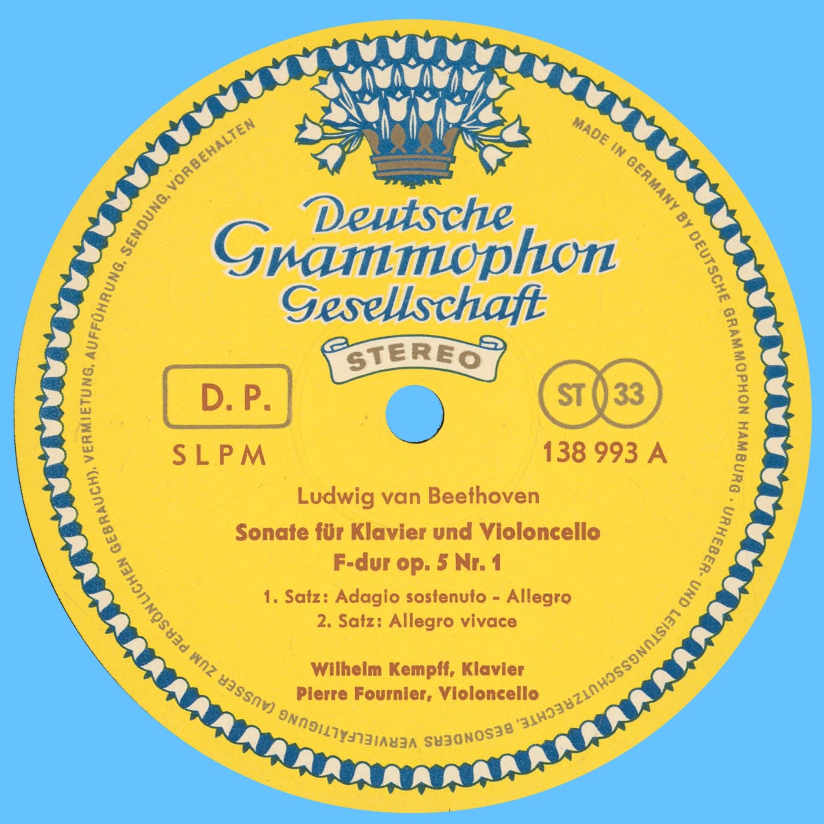 Étiquette recto du disque Deutsche Grammophon 138-993