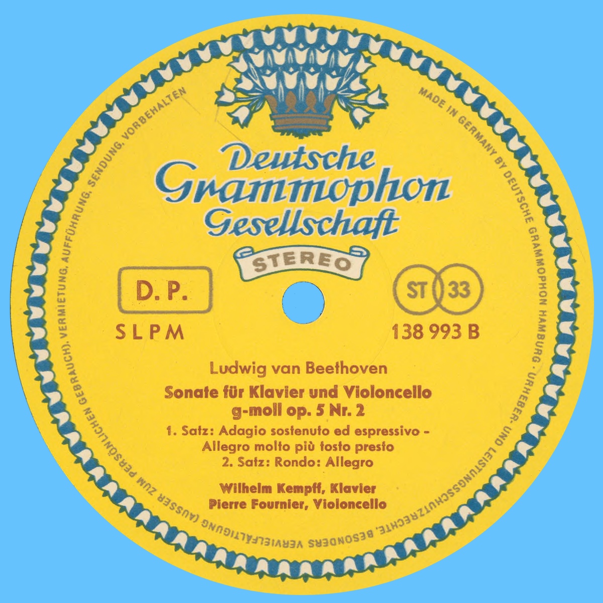 Étiquette verso du disque Deutsche Grammophon 138-993