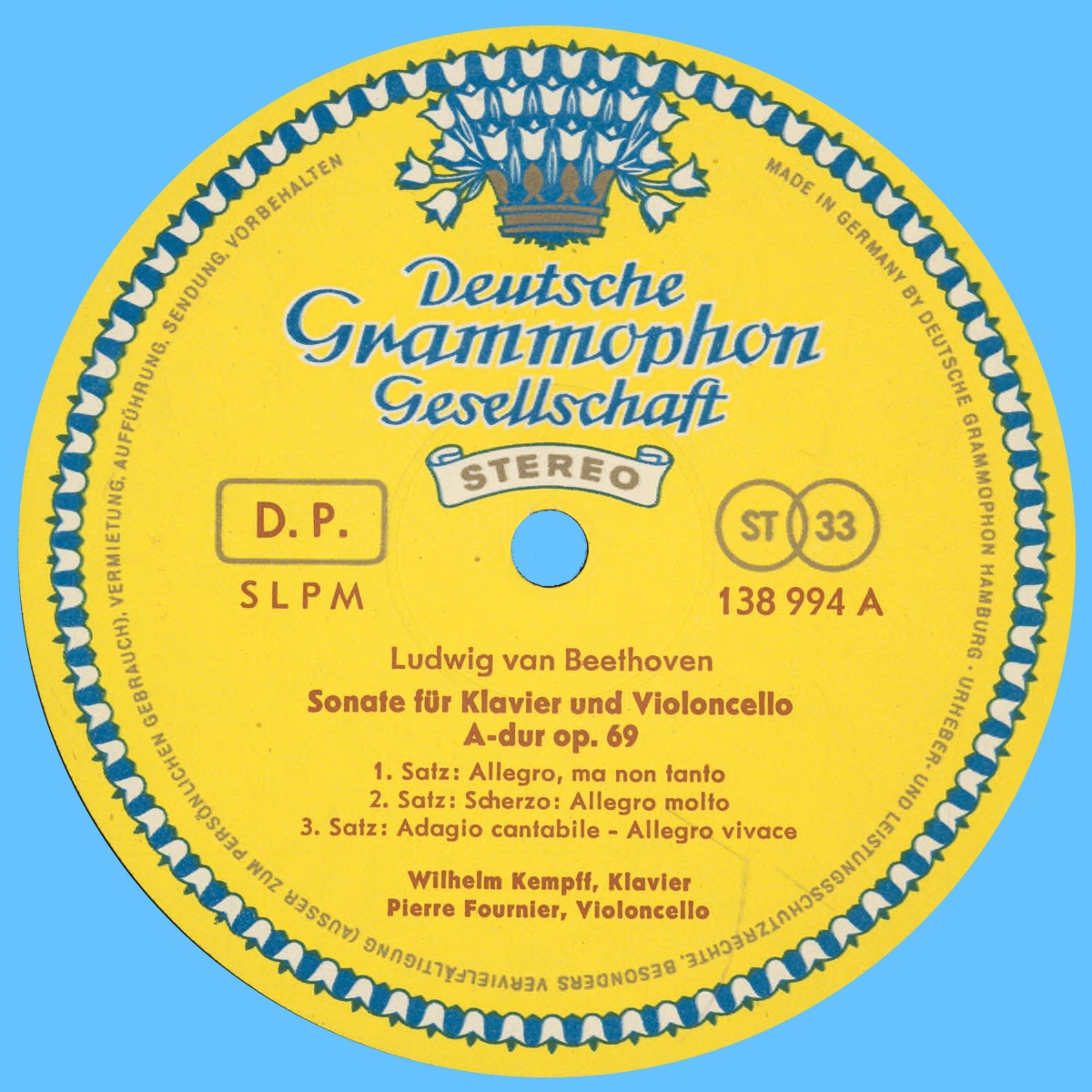 Étiquette recto du disque Deutsche Grammophon 138-994