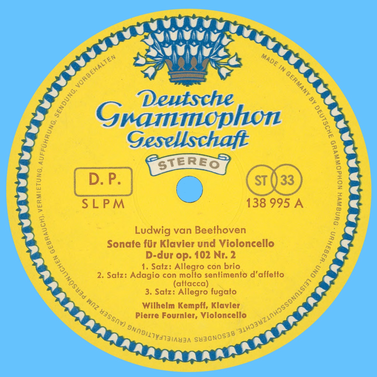 Étiquette recto du disque Deutsche Grammophon 138-995
