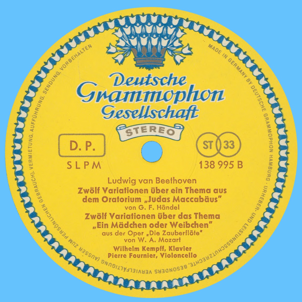 Étiquette verso du disque Deutsche Grammophon 138-995