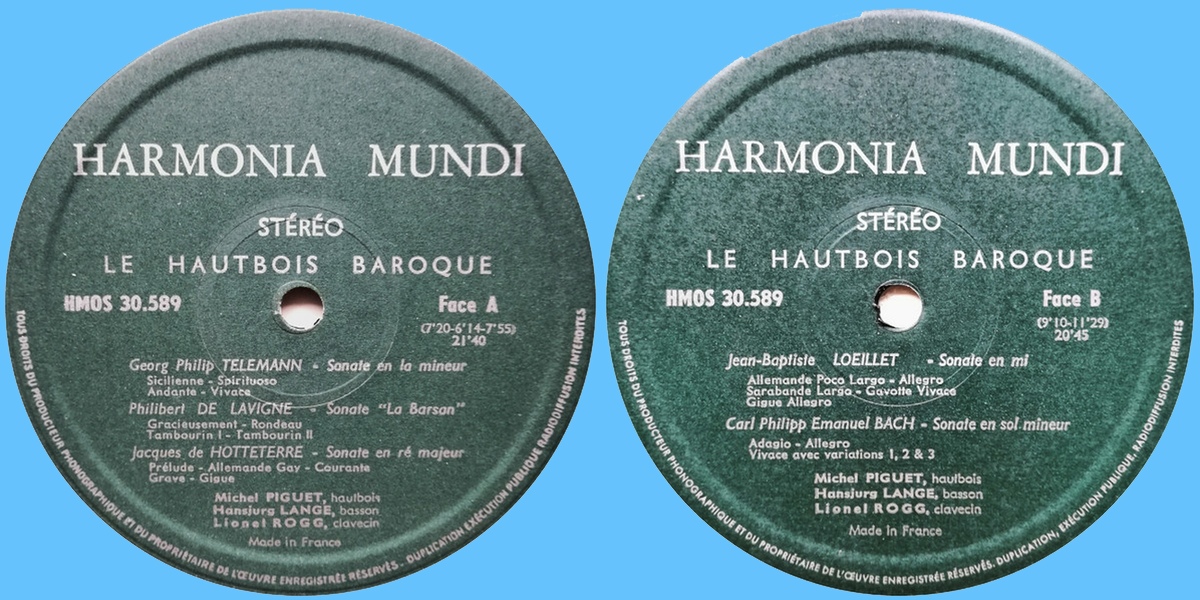 Étiquettes recto et verso du disque Harmonia Mundi HMOS 30.859