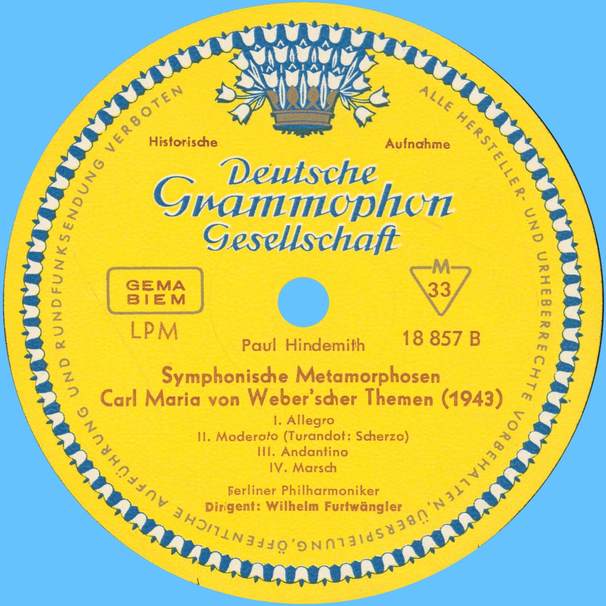 Étiquette verso du disque Deutsche Grammophon LPM 18 857