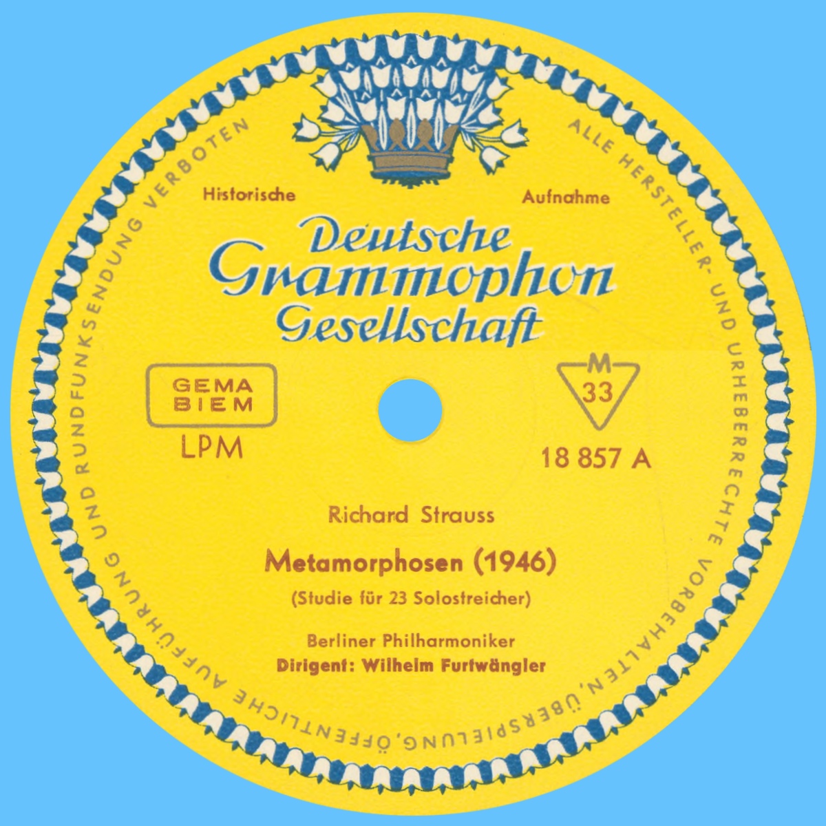 Étiquette recto du disque Deutsche Grammophone LPM 18 857