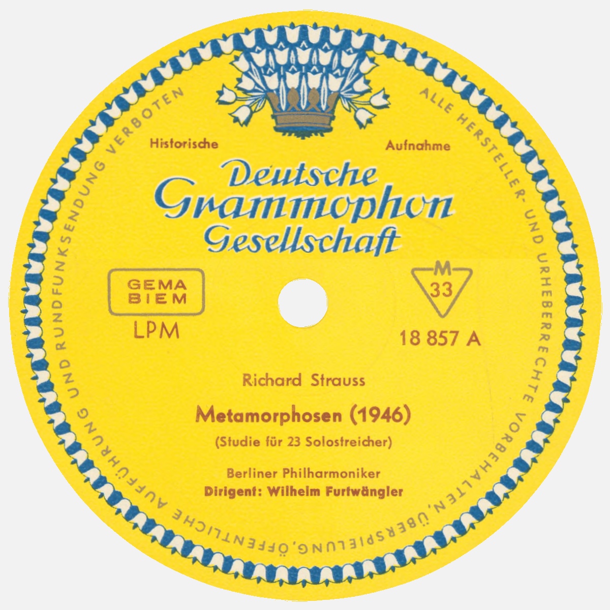 Étiquette recto du disque Deutsche Grammophone LPM 18 857