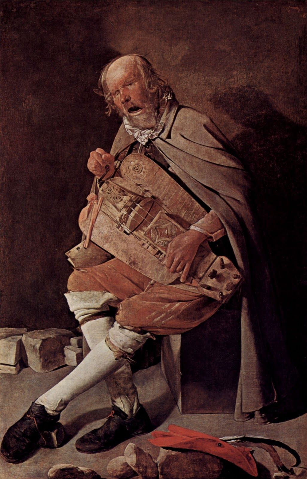 Le joueur de vielle, peinture de Georges de la Tour, env. 1635, 162 x 105 cm, Musée des Beaux-Arts, Nantes