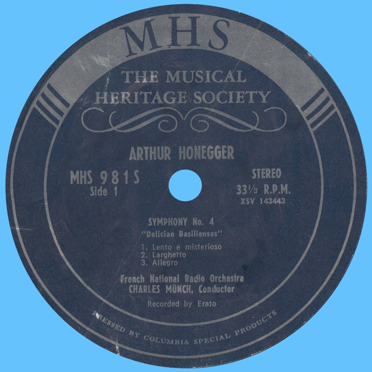 Étiquette recto du disque Musical Heritage Society MHS 981