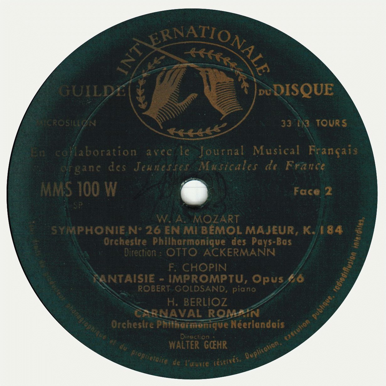 Étiquette face 2 du disque MMS 100 W, édition française, clicquer pour une vue agrandie