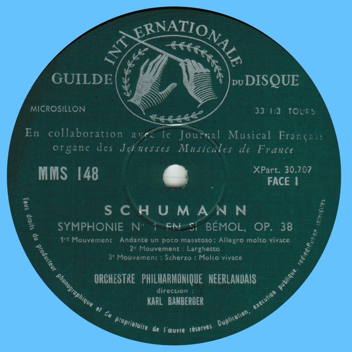 Musical Masterpiece Society» MMS 148, Étiquette du disque recto