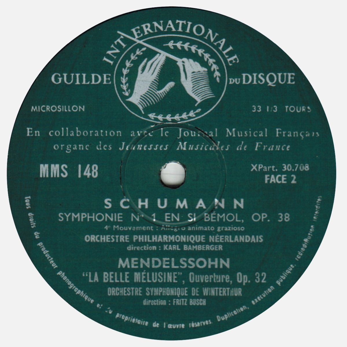 «Musical Masterpiece Society» MMS 148, Étiquette du disque verso, cliquer pour une vue agrandie