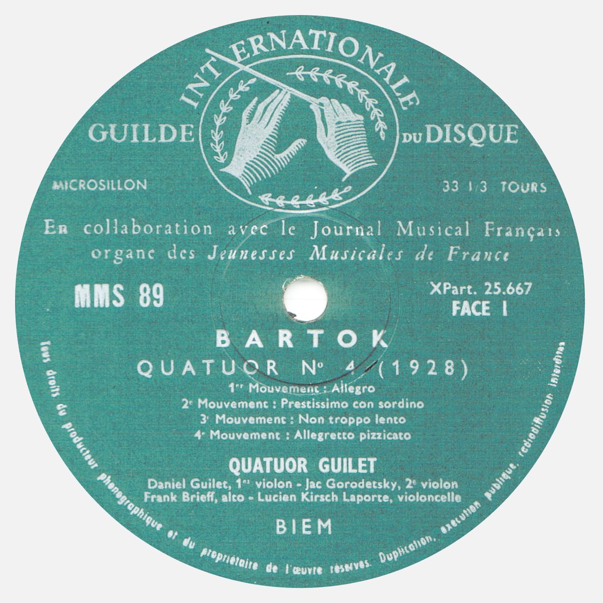 Étiquette recto du disque MMS-89, édition française, cliquer pour une vue agrandie