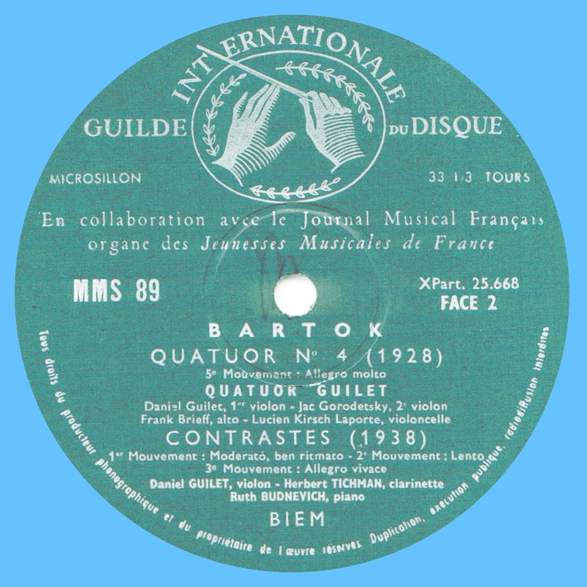 Étiquette verso du disque MMS-89, édition française