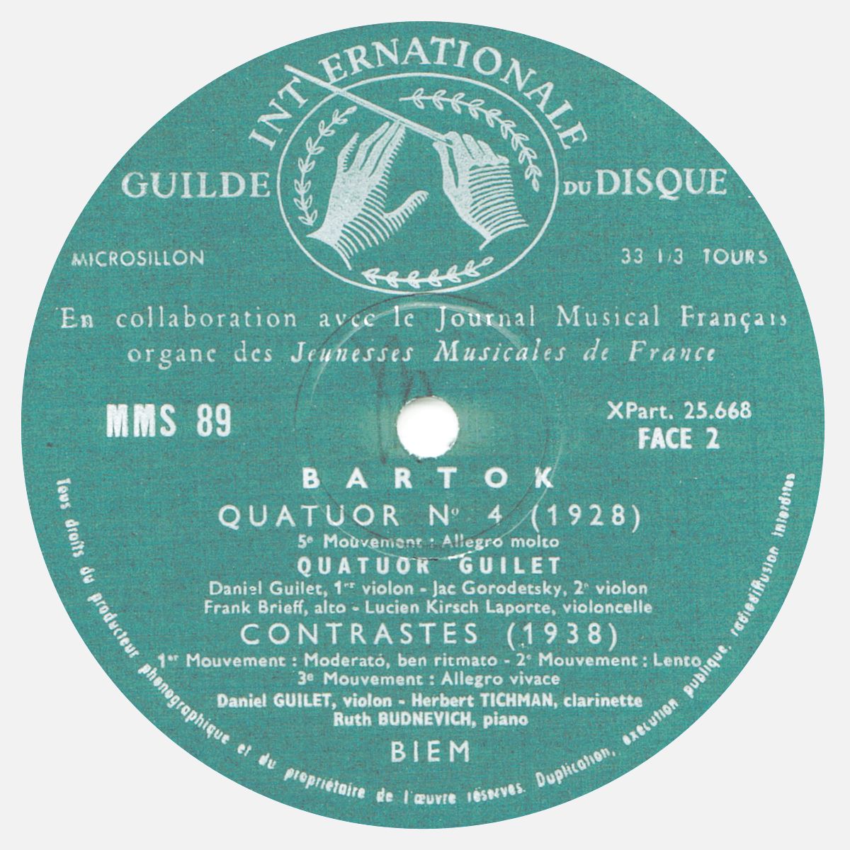 Étiquette verso du disque MMS-89, édition française, cliquer pour une vue agrandie