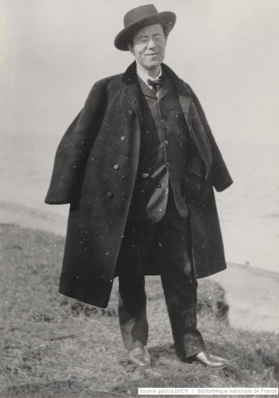 Gustav Mahler au Zuydersee, en Hollande, mars 1906, une photo de Jean-Loup Charmet, Format: 1 contretype photogr. 24 x 18 cm, Droits: domaine public, Identifiant: ark:/12148/btv1b84221707, Source: Bibliothèque nationale de France, département Musique, Est.MahlerG.003, clicquer pour une vue agrandie