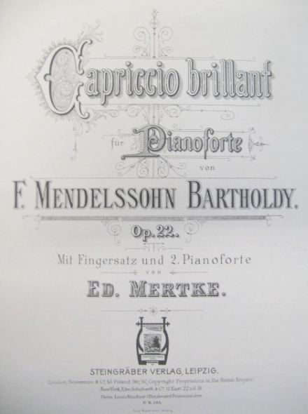 Felix Mendelssohn, partition de son Op.22, cliquer pour une vue agrandie resp. voir l'original et ses références
