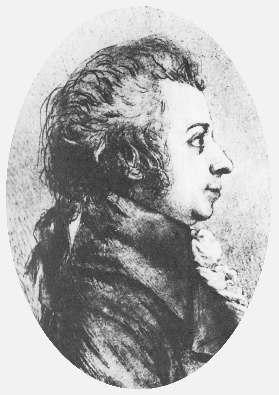 Wolfgang Amadeus Mozart, Silberstiftzeichnung von Doris Stock, 1789