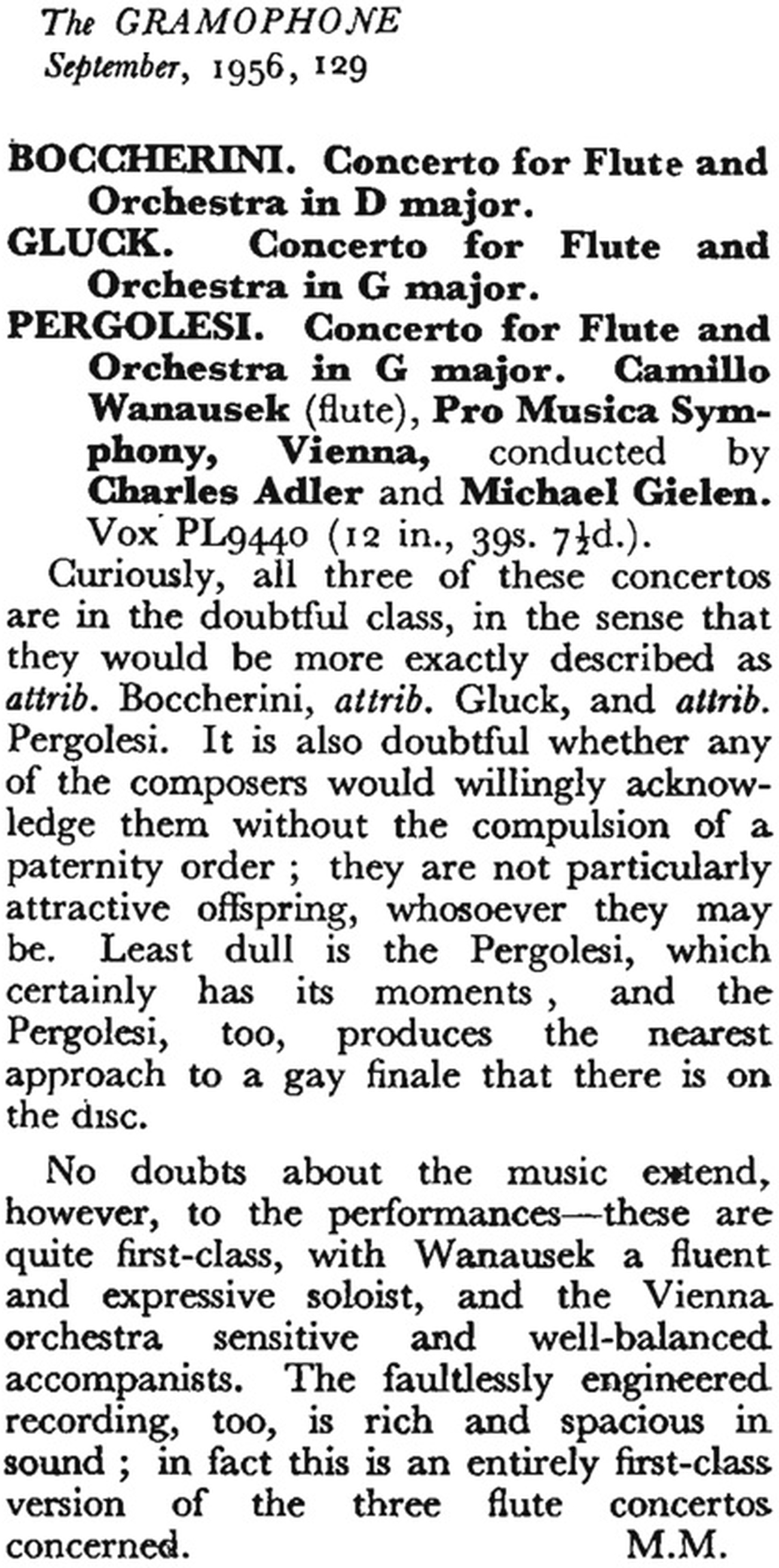 VOX PL 9440, présentation The Gramophone septembre 1956 page 129