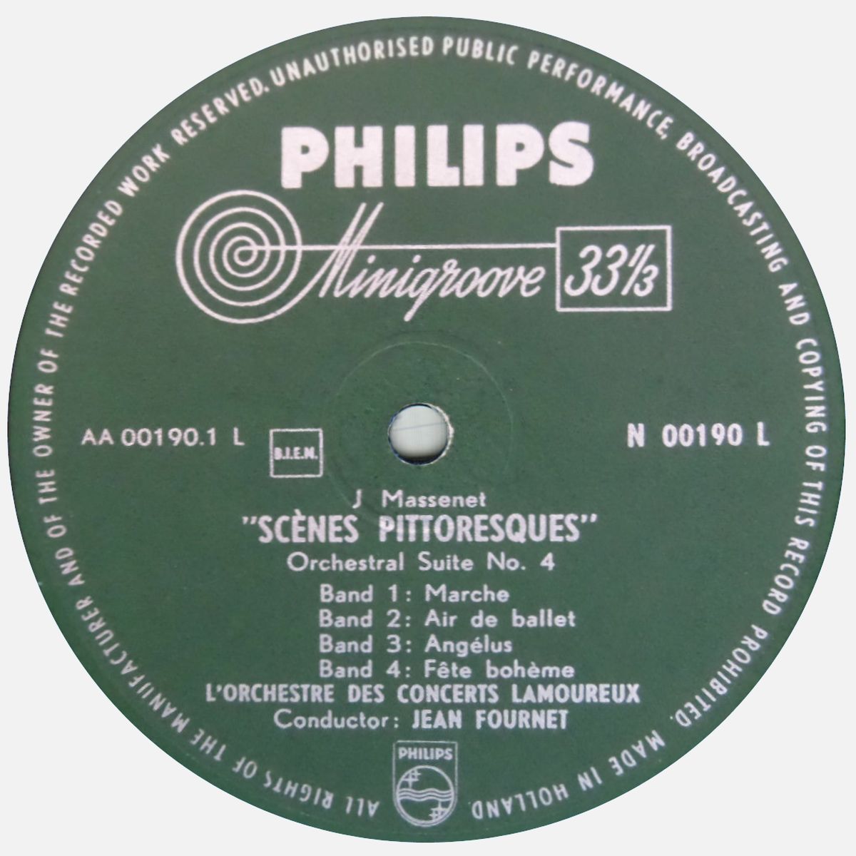 Étiquette du disque Philips N 00190 L, cliquer pour une vue agrandie