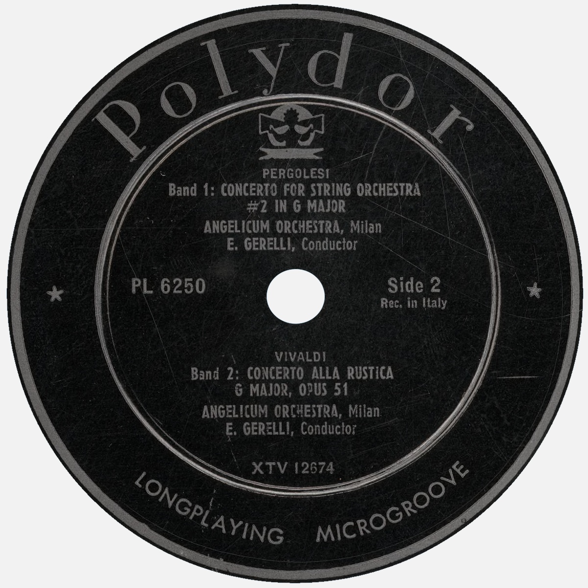 Étiquette verso du disque Polydor Vox PL 6250