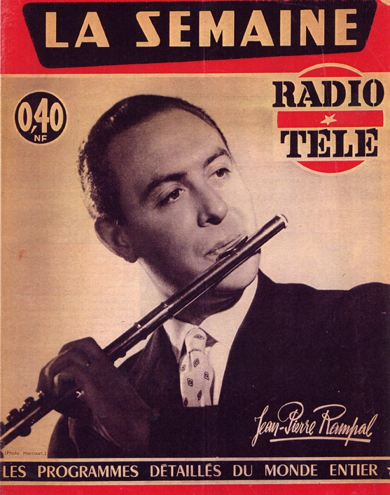 Le jeune Jean-Pierre RAMPAL, page de couverture d'un cahier La Semaine Radio Télé, une photo publiée au verso du disque Educo ECM 4001, cliquer pour une vue agrandie