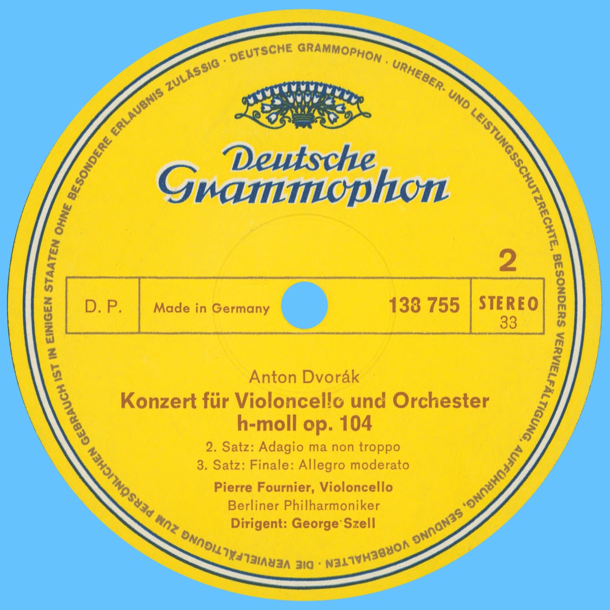 Étiquette verso du disque Deutsche Grammophon SLPM 138 755