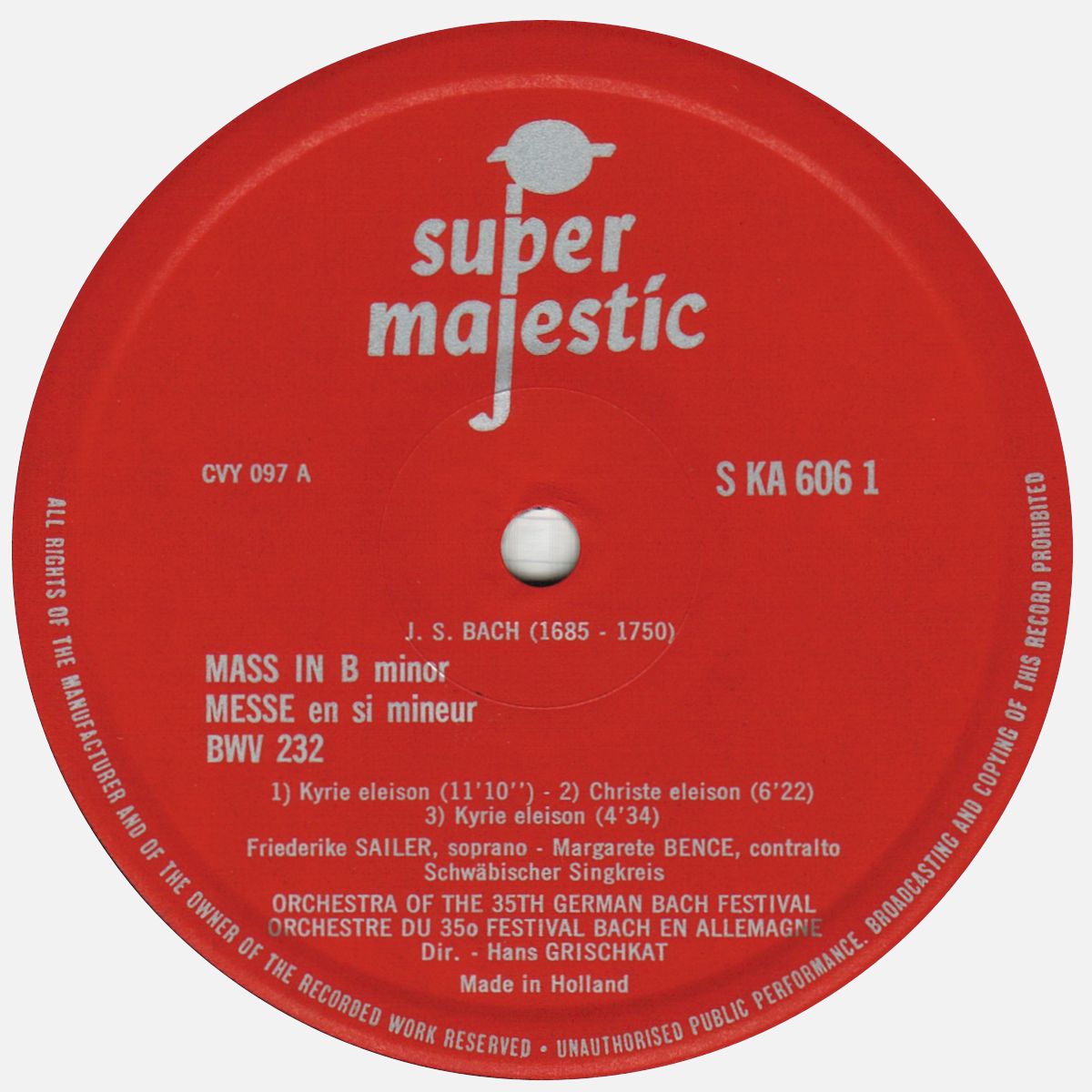 Super Majestic SM KA 606, étiquette 1ère face, cliquer pour une vue agrandie