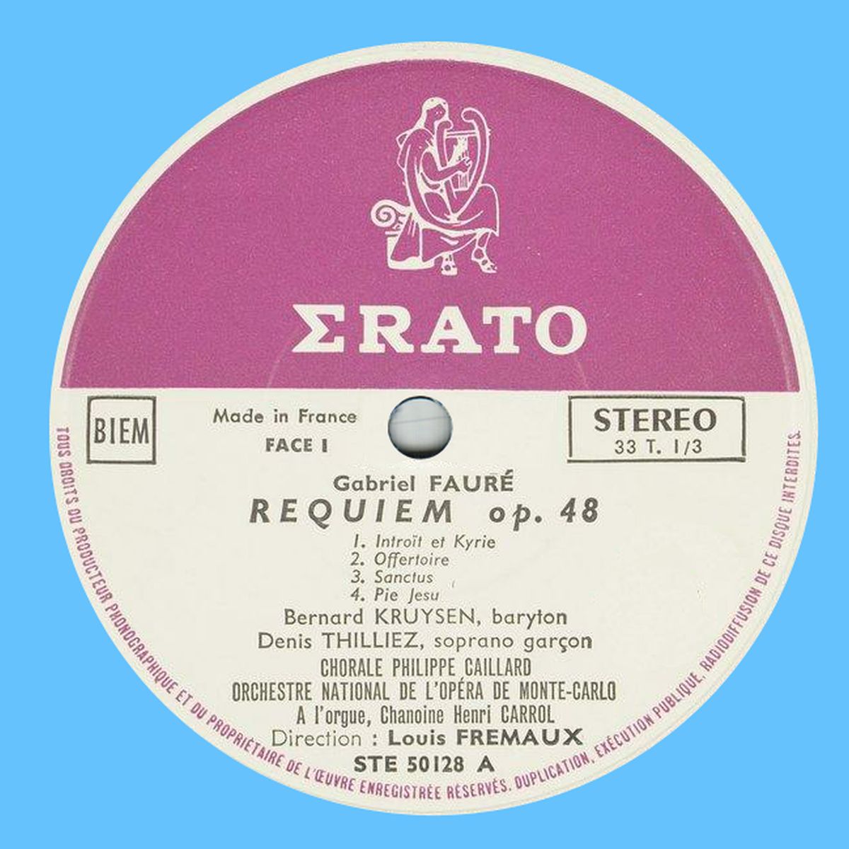 Étiquette recto du disque STE 50 128