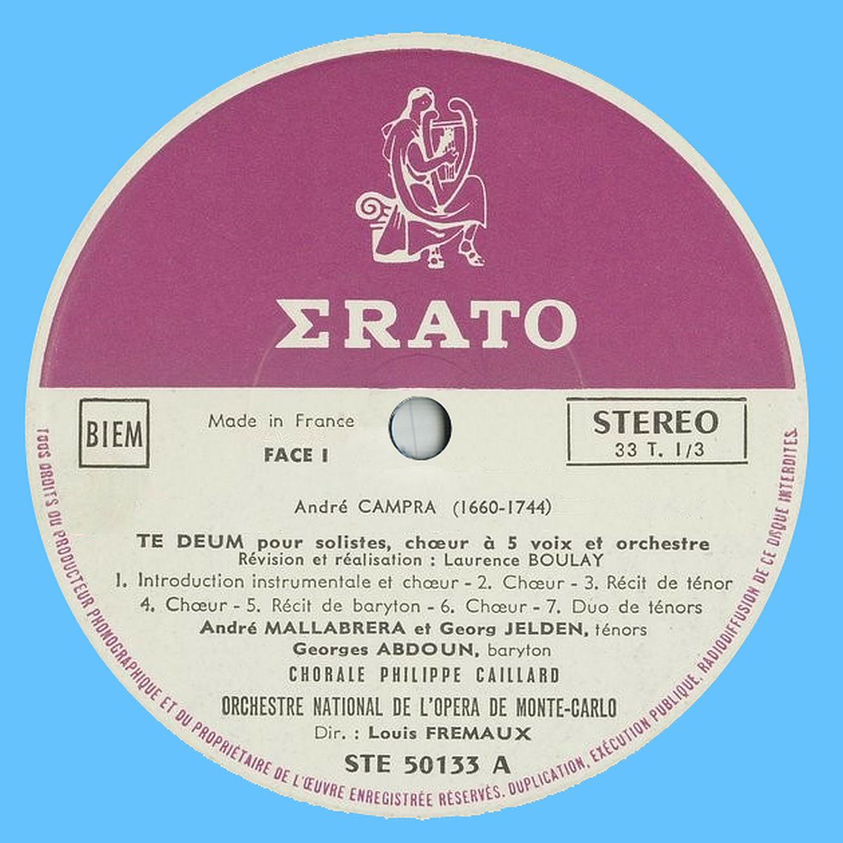 Étiquette recto du disque STE 50133