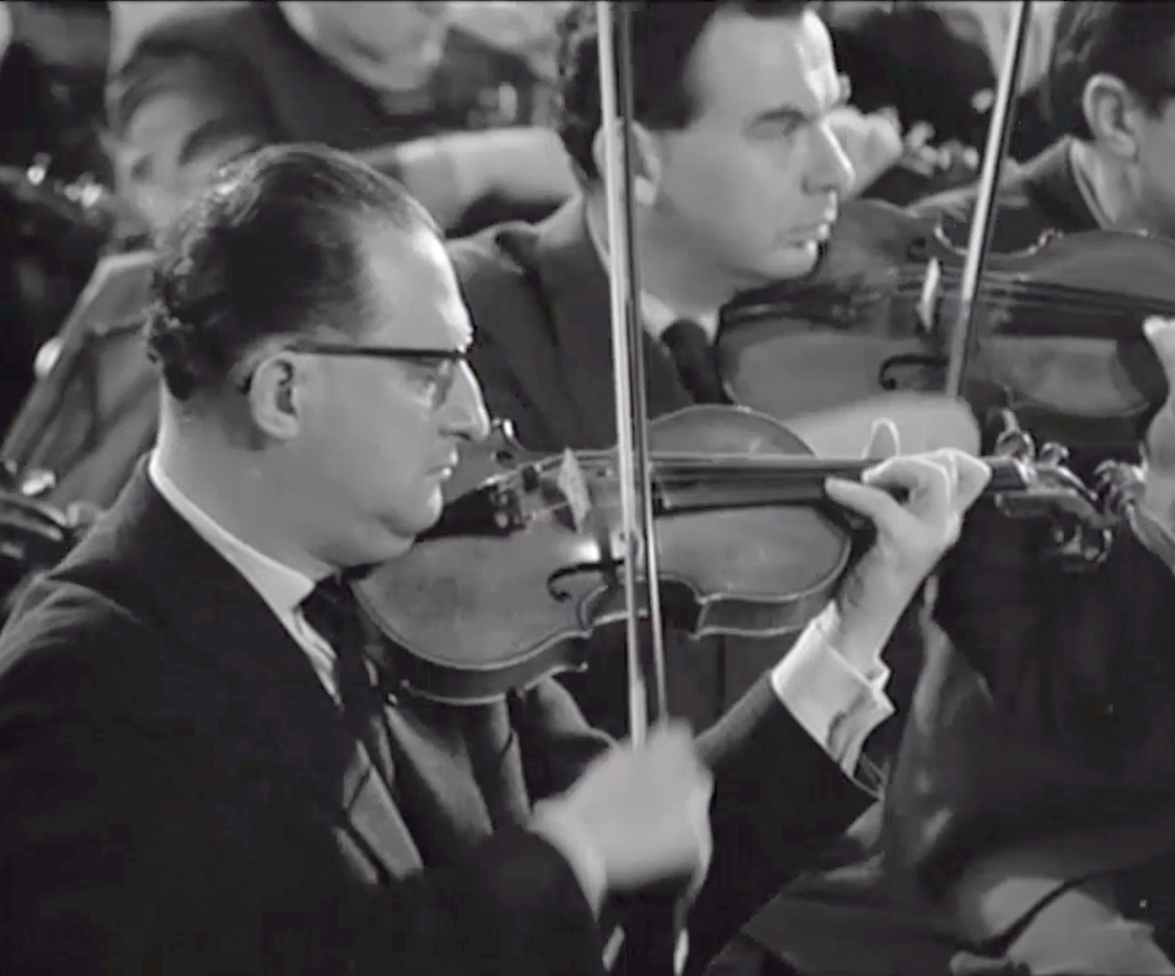 Michel Schwalbé, photo citée du film de Henri-Georges Clouzot, Beethoven, Symph.No 5, Herbert von Karajan, Orch.Phil.Berlin, 1966