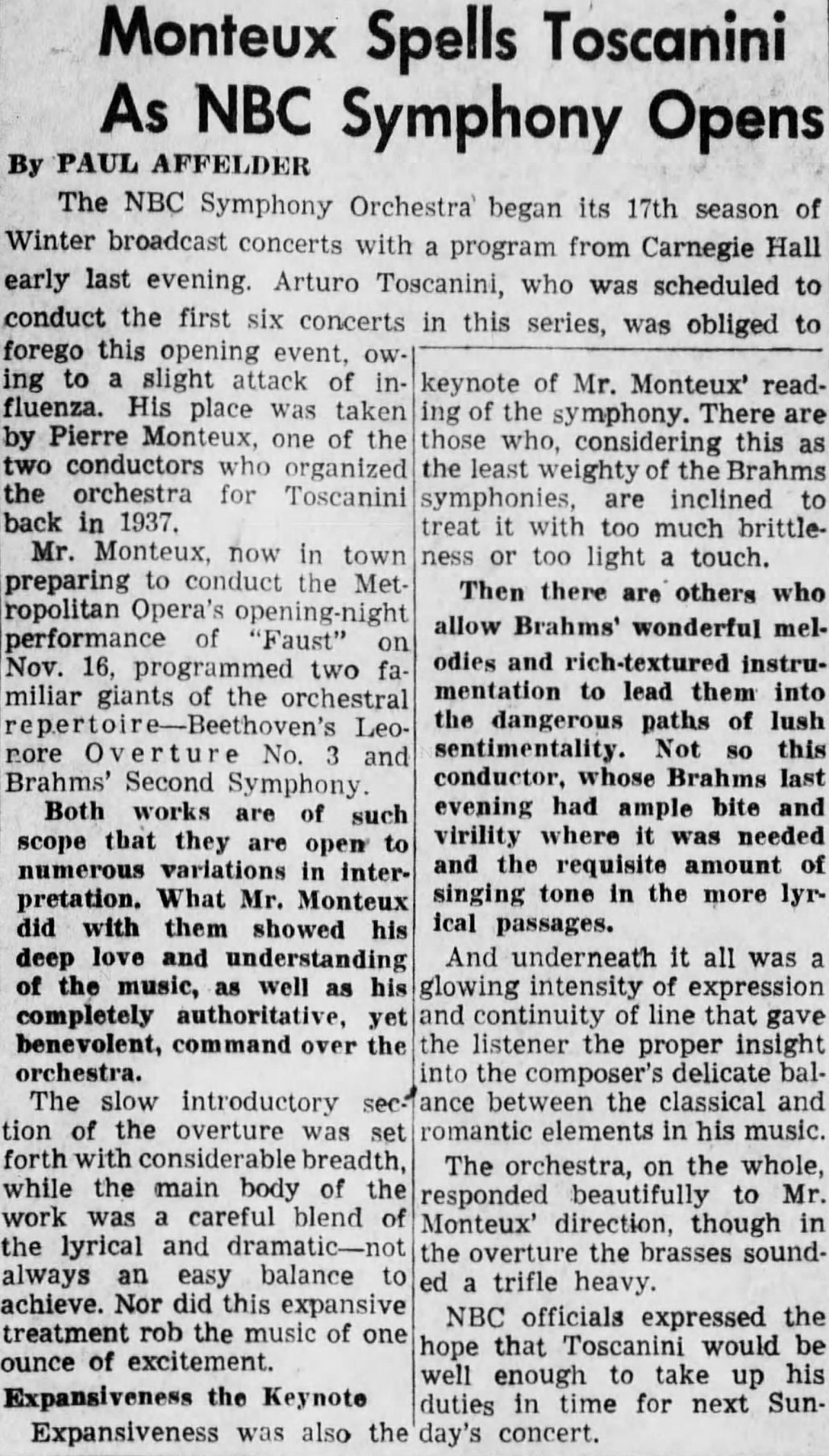 Compte-rendu paru dans le journal The Brooklyn Daily Eagle, Mon Nov 9 1953 Page 7, cliquer pour une vue agrandie