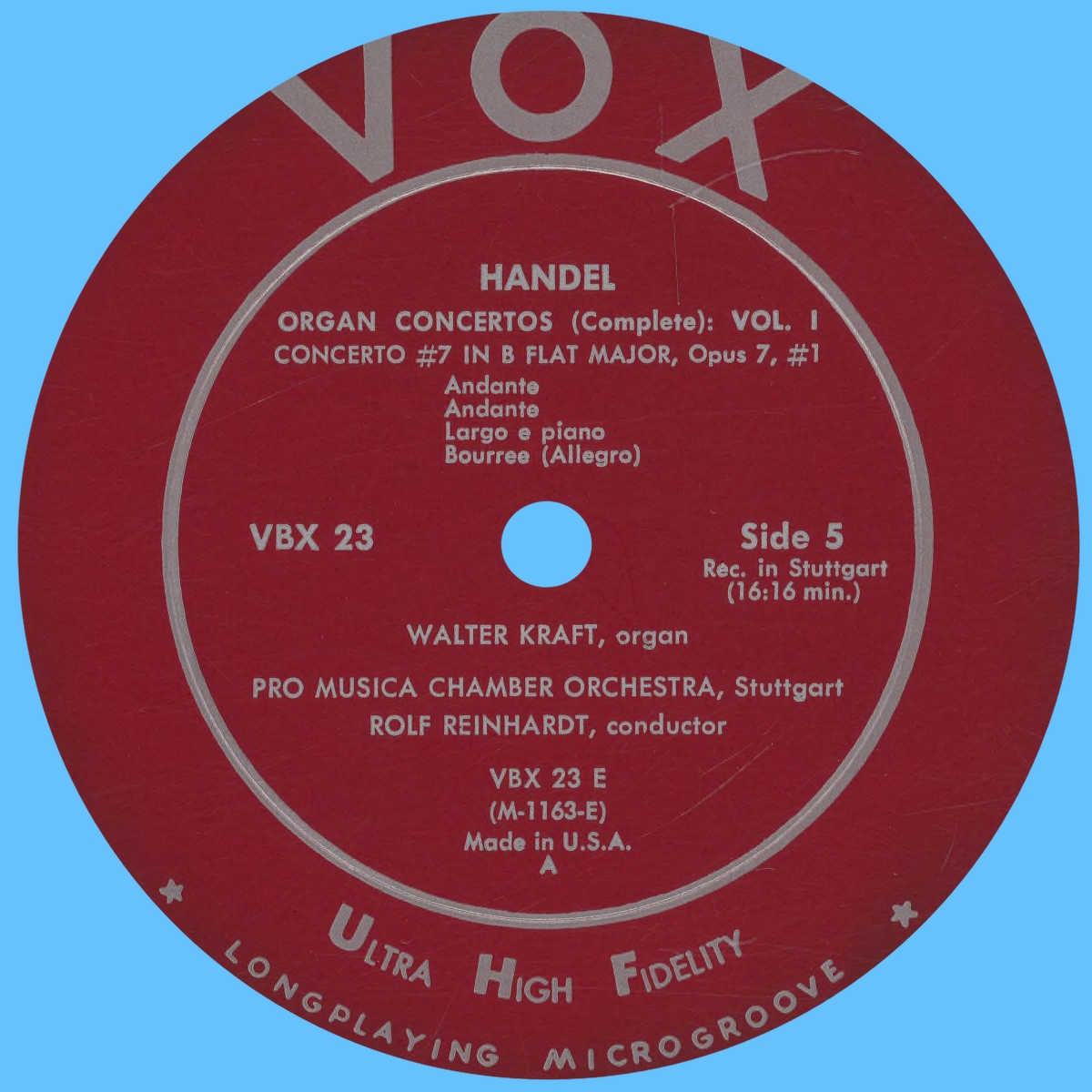Étiquette recto du troisième disque du coffret VOX VBX 23
