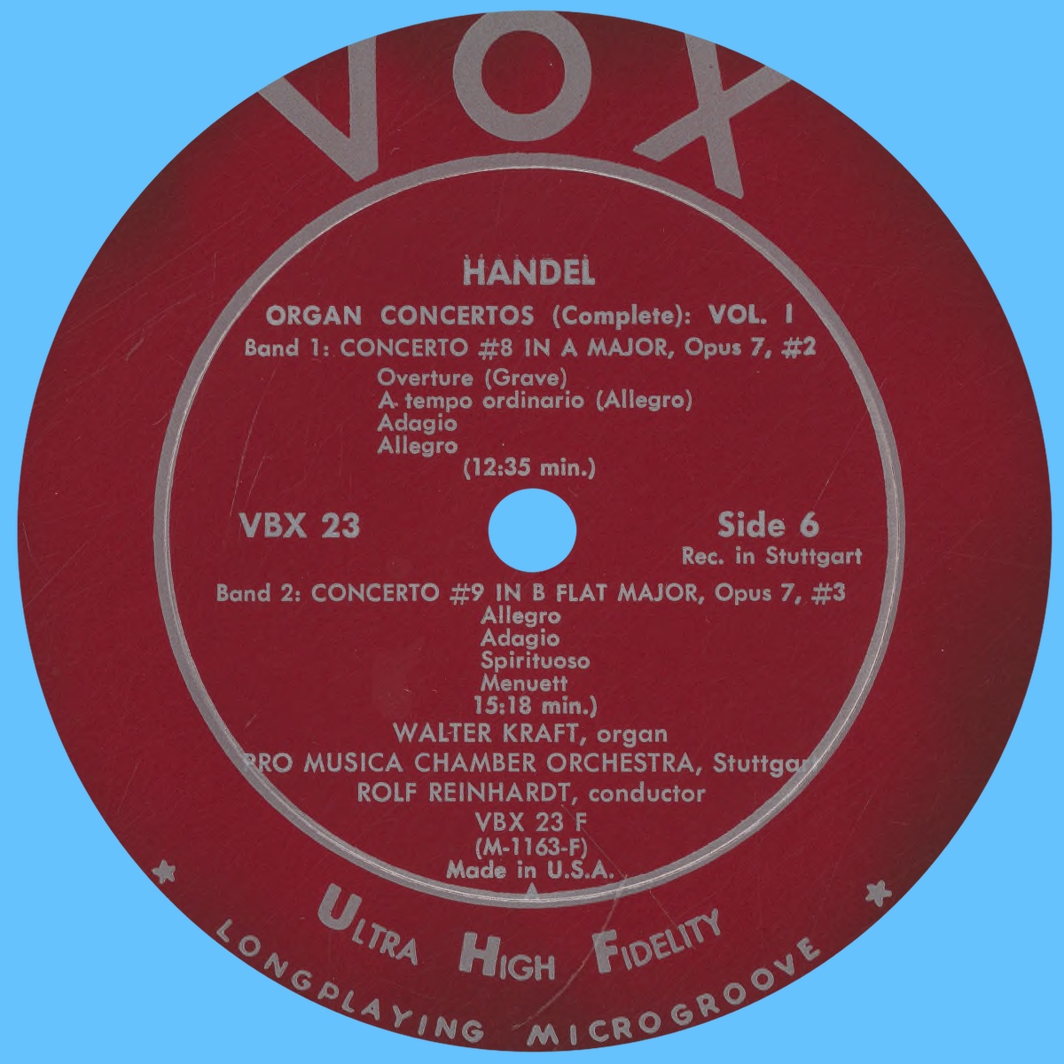 Étiquette verso du troisième disque du coffret VOX VBX 23