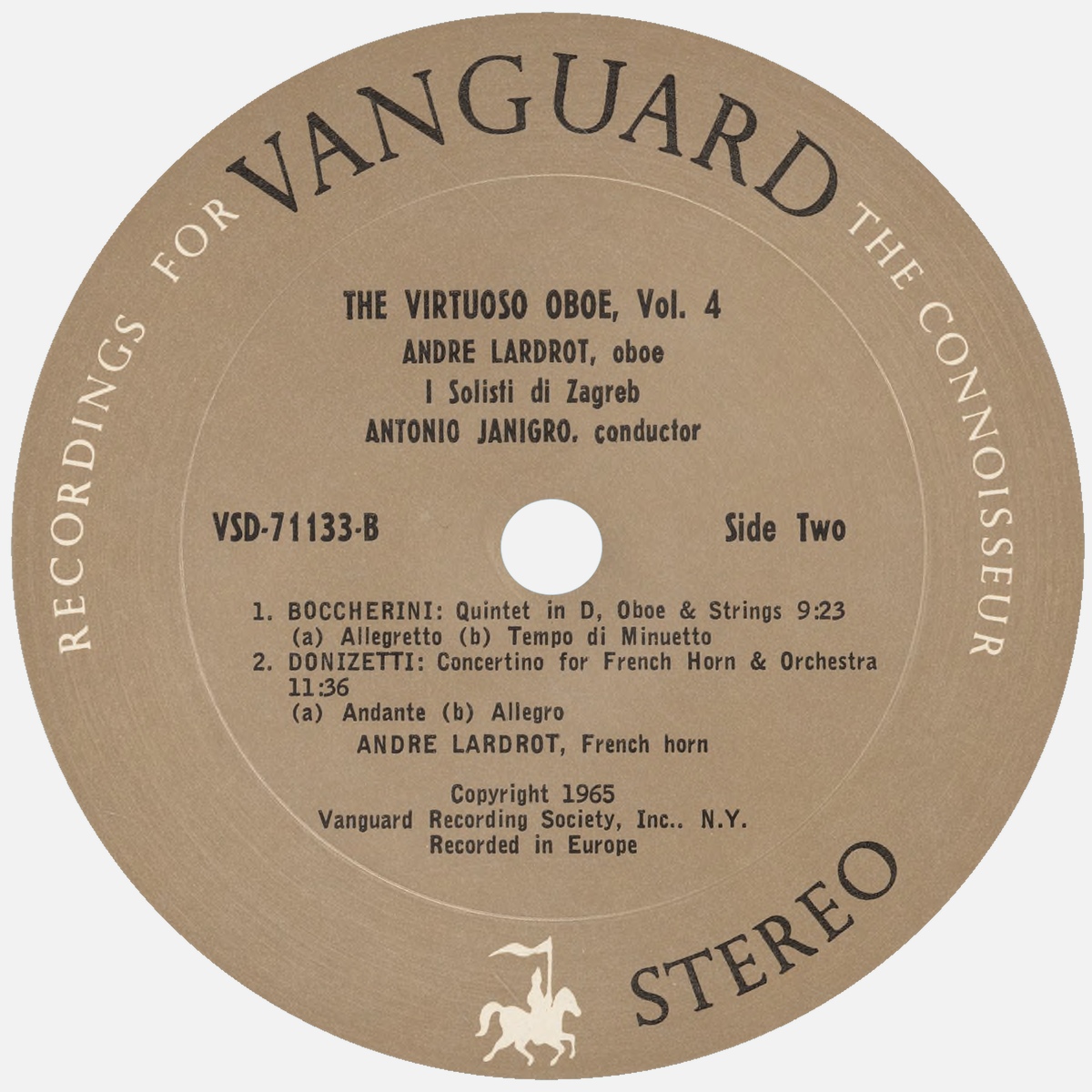 Étiquette verso du disque Vanguard VSD 71133