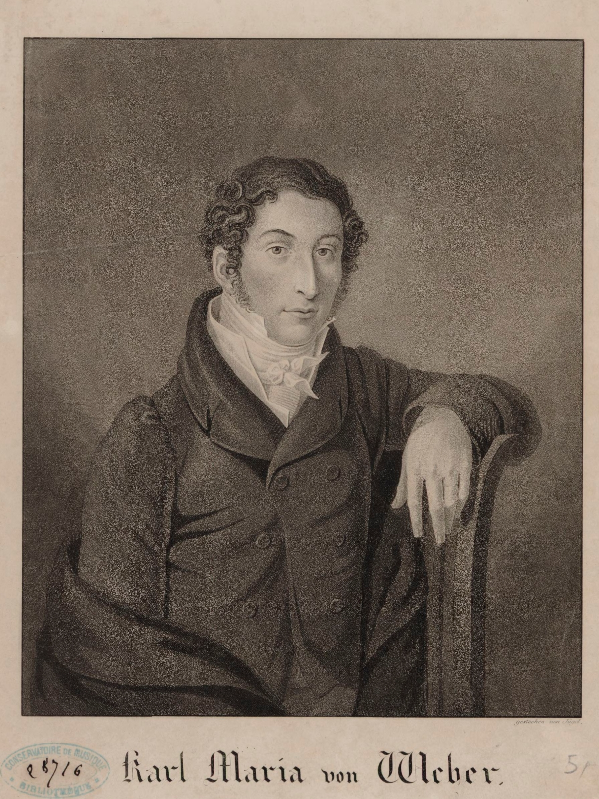 Carl Maria von Weber / Juegel, Johann-Friedrich, graveur, Format: 1 estampe 25,5 x 21,5 cm (im.),.Droits: domaine public, Identifiant: ark:/12148/btv1b84258109, Source: Bibliothèque nationale de France, département Musique, Est.WeberC.M.005, clicquer pour une vue agrandie