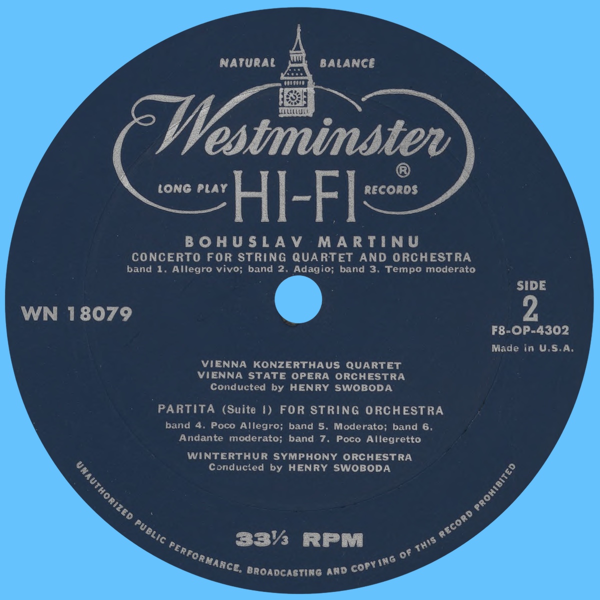 Étiquette verso du disque Westminster WN 18079