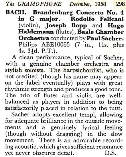 The Gramophone December 1958 page 298 BWV 1049 Extrait