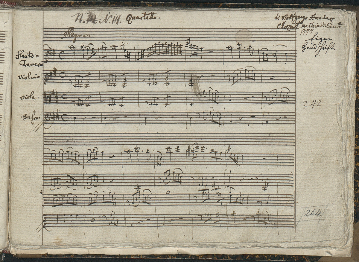 Mozart KV 285 Page 1 Holograph manuscript 25 12 1777