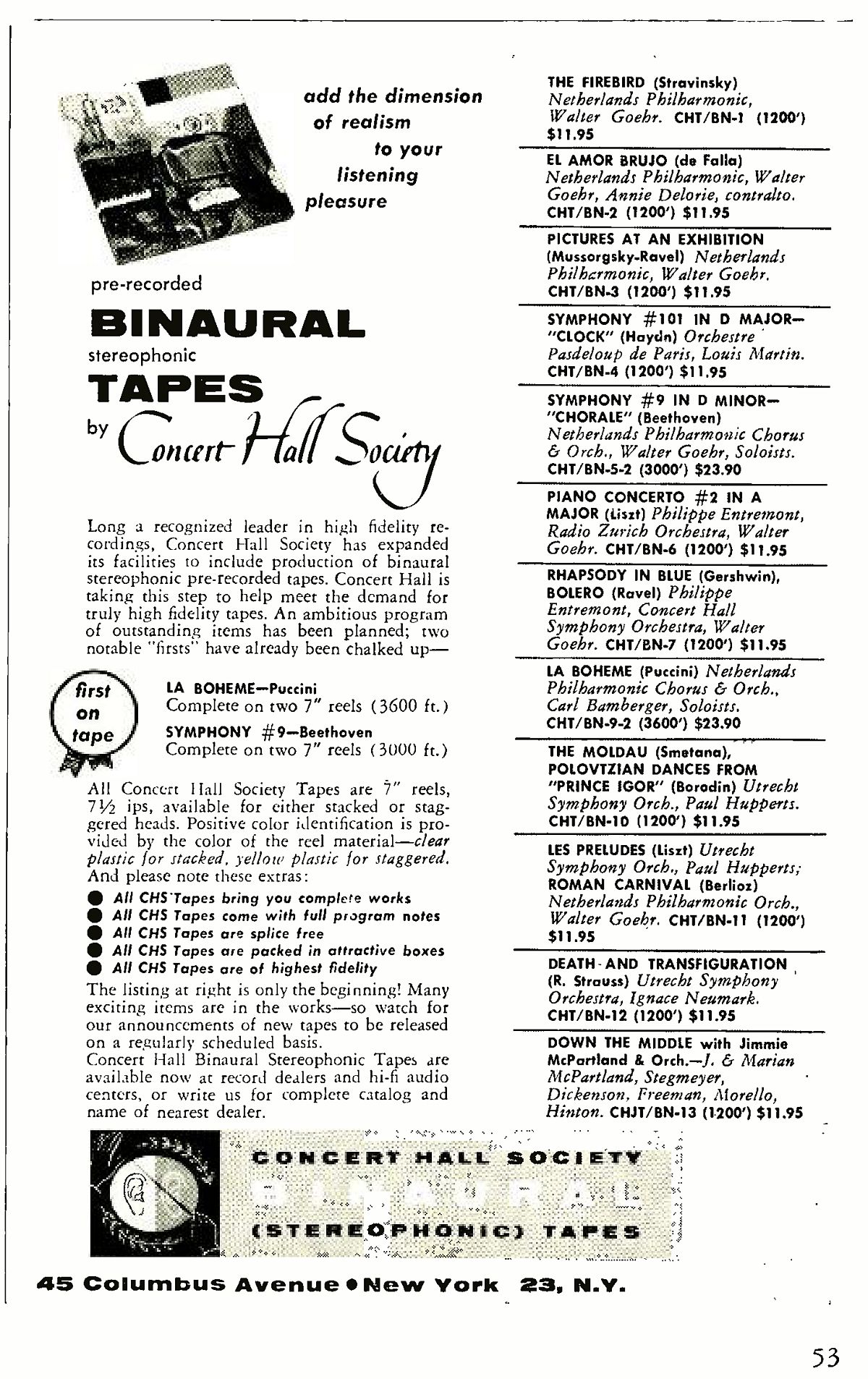 ConcertHall BinauralTapes 1956