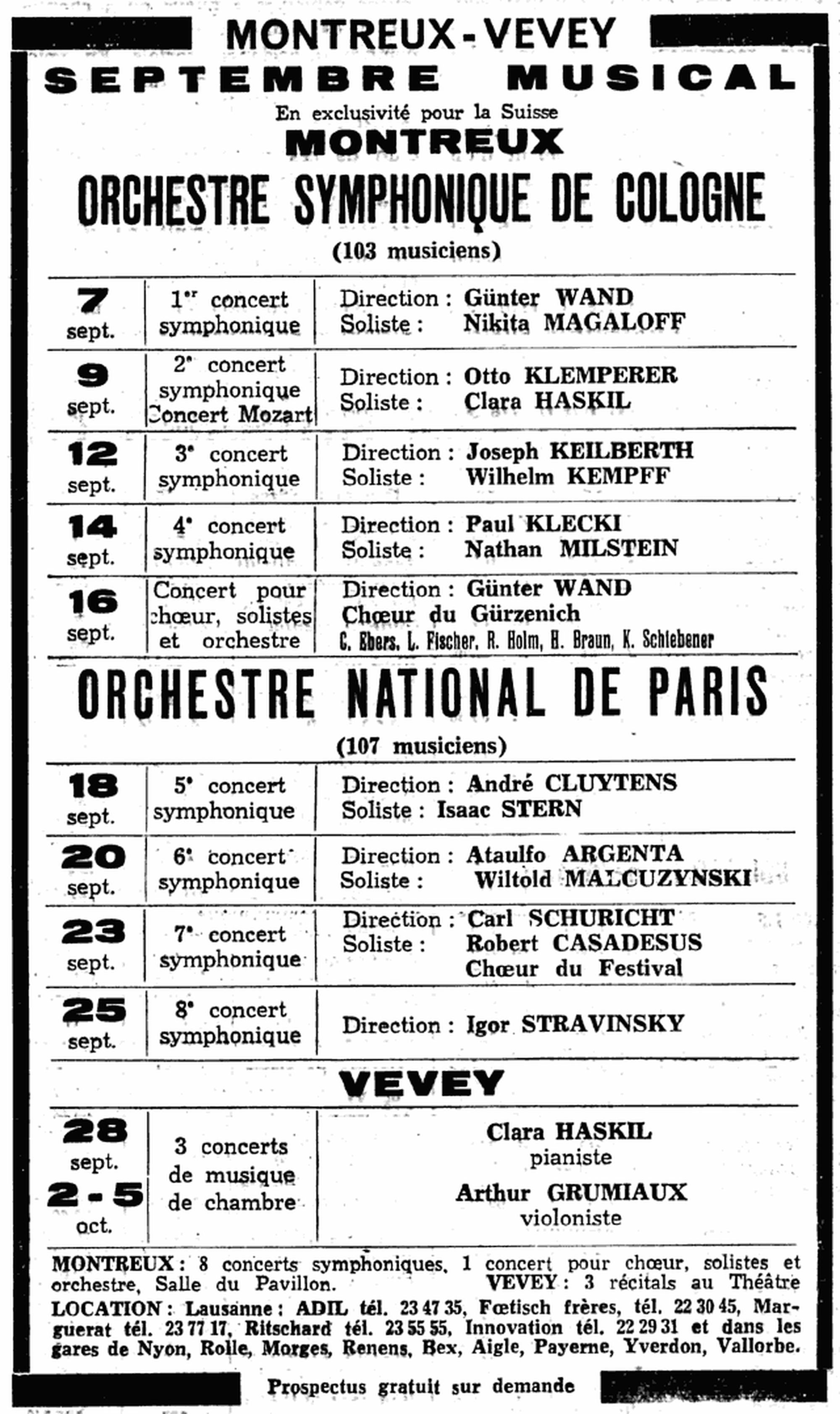 Montreux 1956 Annonce Gazette de Lausanne 17 08 1956 page 4
